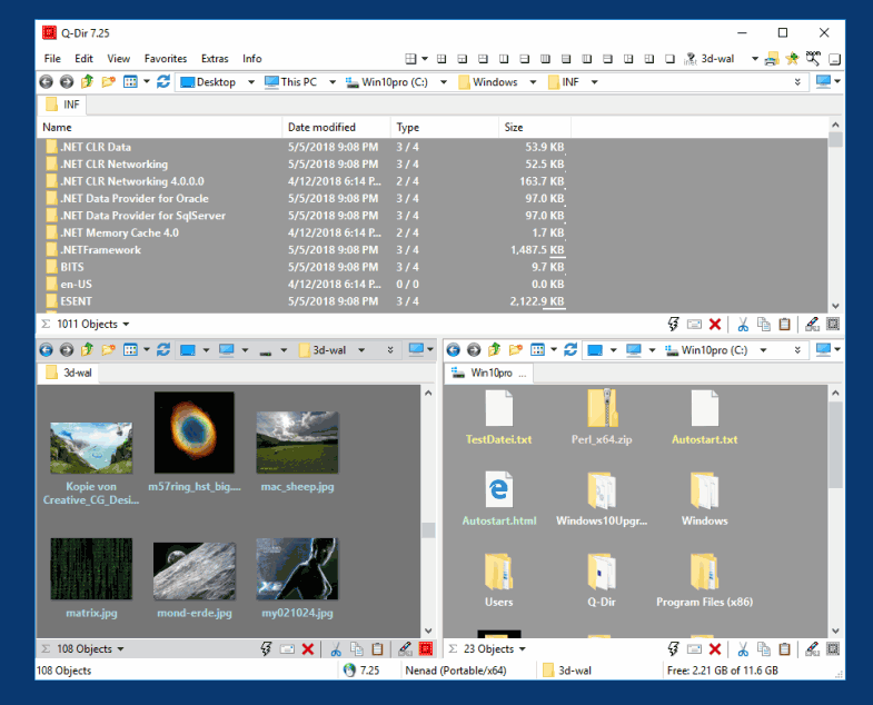 Multi panele File Explorer for from Microsoft Windows XP to Microsoft Windows 11 / 10!